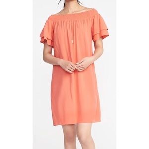 Peach Off The Shoulder Dress